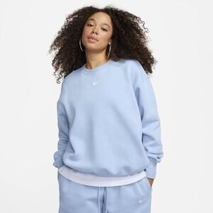 Nike Sportswear Phoenix Fleece Womens L Blue Crewneck  Oversized DQ5733-441